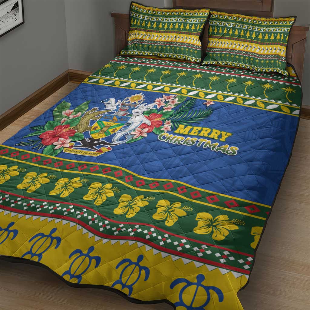 Solomon Islands Christmas Quilt Bed Set Coat Of Arms Merry Xmas LT05 - Polynesian Pride