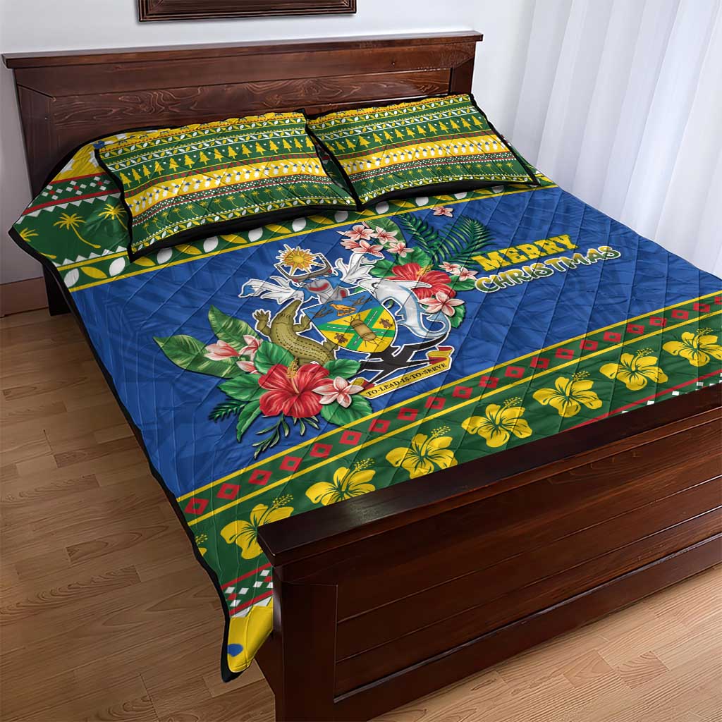 Solomon Islands Christmas Quilt Bed Set Coat Of Arms Merry Xmas LT05 - Polynesian Pride