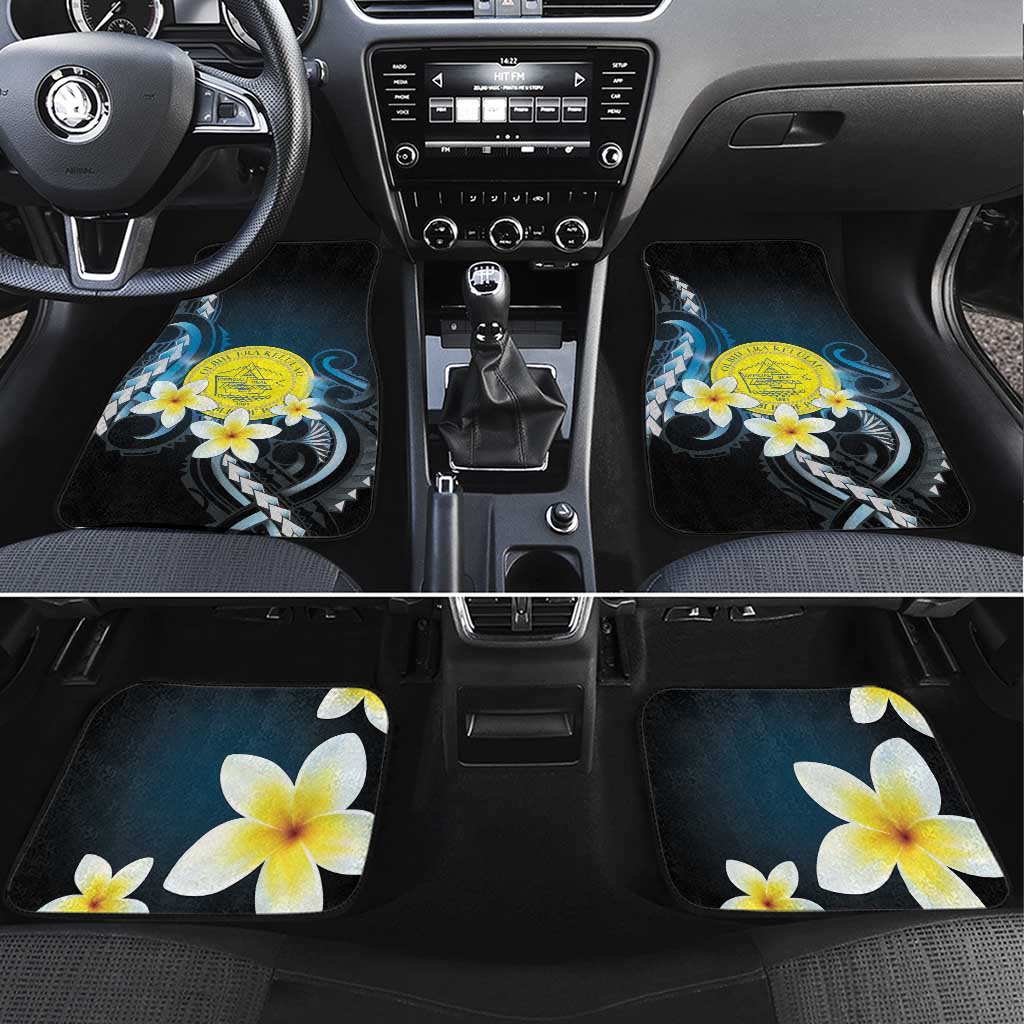 Palau United Nations Day Car Mats Polynesian Curves Plumeria LT05 Set 4pcs Black - Polynesian Pride