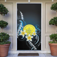 Palau United Nations Day Door Cover Polynesian Curves Plumeria LT05 Black - Polynesian Pride