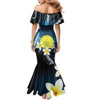 Palau United Nations Day Family Matching Mermaid Dress and Hawaiian Shirt Polynesian Curves Plumeria LT05 - Polynesian Pride