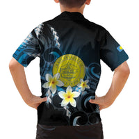 Palau United Nations Day Family Matching Off The Shoulder Long Sleeve Dress and Hawaiian Shirt Polynesian Curves Plumeria LT05 - Polynesian Pride