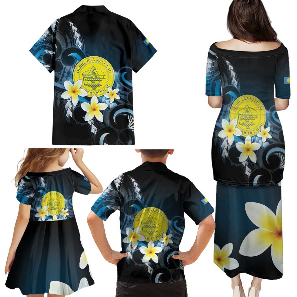 Palau United Nations Day Family Matching Puletasi and Hawaiian Shirt Polynesian Curves Plumeria LT05 - Polynesian Pride