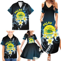 Palau United Nations Day Family Matching Summer Maxi Dress and Hawaiian Shirt Polynesian Curves Plumeria LT05 - Polynesian Pride