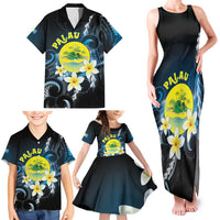 Palau United Nations Day Family Matching Tank Maxi Dress and Hawaiian Shirt Polynesian Curves Plumeria LT05 - Polynesian Pride