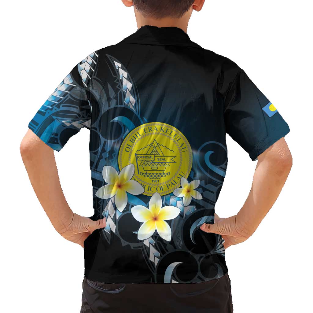 Palau United Nations Day Kid Hawaiian Shirt Polynesian Curves Plumeria - Polynesian Pride