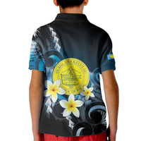 Palau United Nations Day Kid Polo Shirt Polynesian Curves Plumeria LT05 - Polynesian Pride