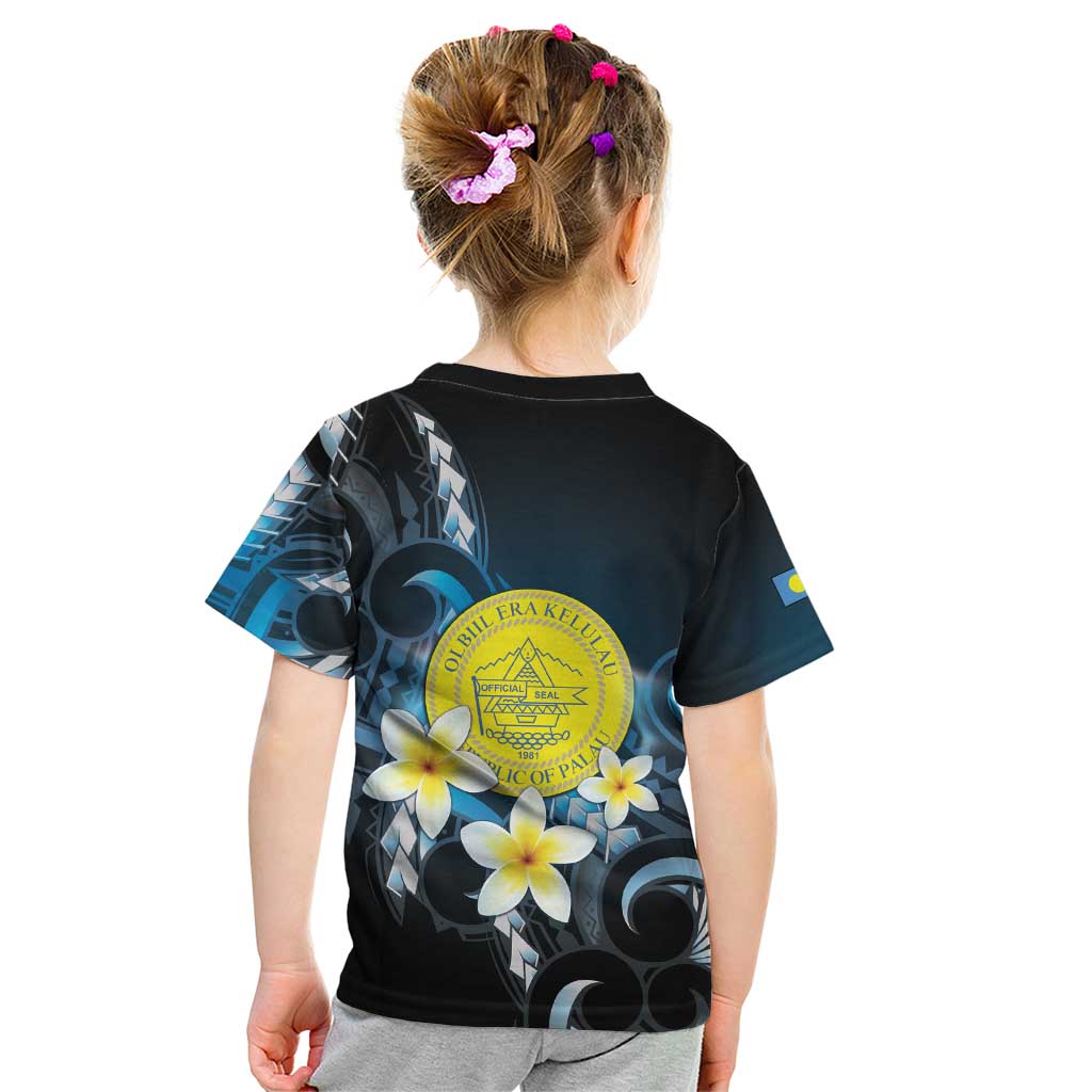 Palau United Nations Day Kid T Shirt Polynesian Curves Plumeria LT05 - Polynesian Pride