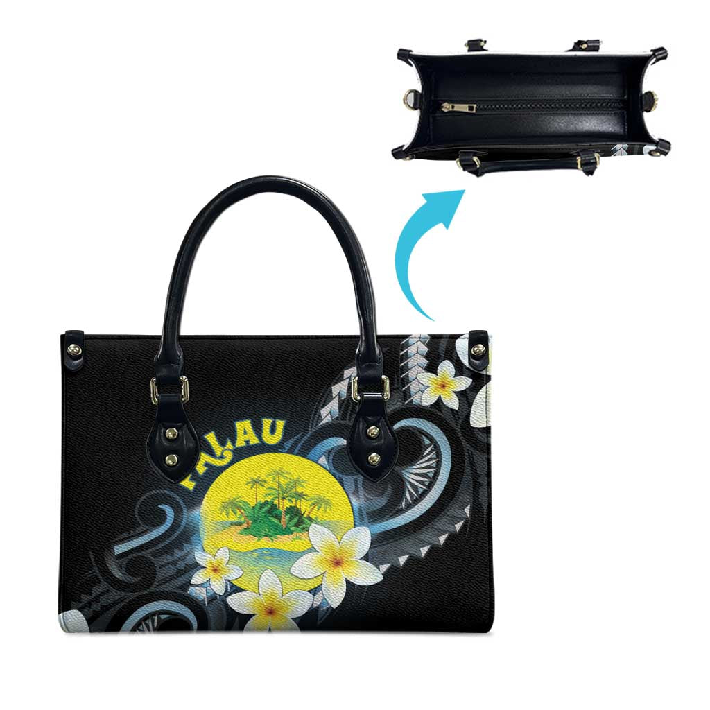 Palau United Nations Day Leather Bag Polynesian Curves Plumeria - Polynesian Pride
