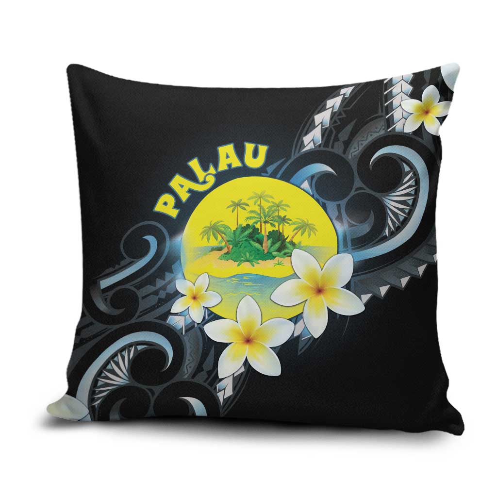 Palau United Nations Day Pillow Cover Polynesian Curves Plumeria LT05 Black - Polynesian Pride