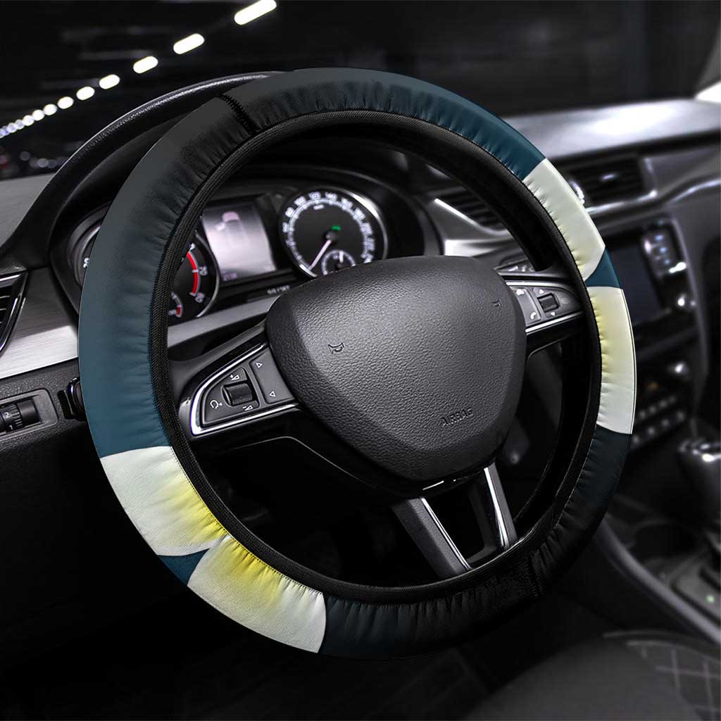 Palau United Nations Day Steering Wheel Cover Polynesian Curves Plumeria LT05 Universal Fit Black - Polynesian Pride