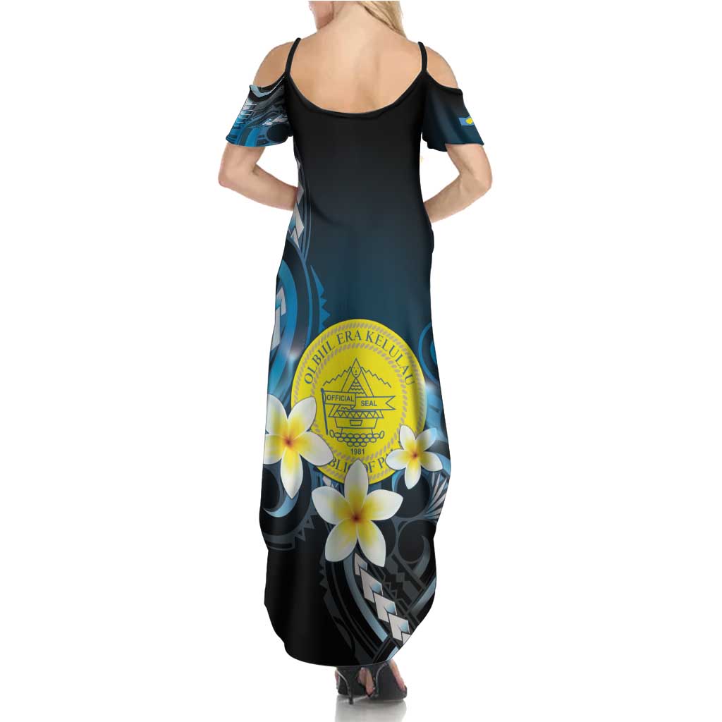 Palau United Nations Day Summer Maxi Dress Polynesian Curves Plumeria - Polynesian Pride