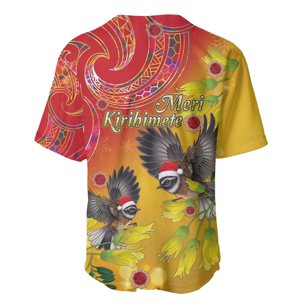New Zealand Piwakawaka Christmas Baseball Jersey With Maori Pattern