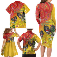 New Zealand Piwakawaka Christmas Family Matching Long Sleeve Bodycon Dress and Hawaiian Shirt With Maori Pattern LT05 - Polynesian Pride