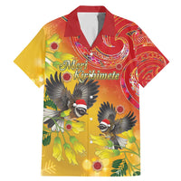 New Zealand Piwakawaka Christmas Family Matching Mermaid Dress and Hawaiian Shirt With Maori Pattern LT05 Dad's Shirt - Short Sleeve Yellow - Polynesian Pride