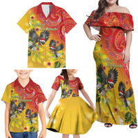 New Zealand Piwakawaka Christmas Family Matching Off Shoulder Maxi Dress and Hawaiian Shirt With Maori Pattern LT05 - Polynesian Pride