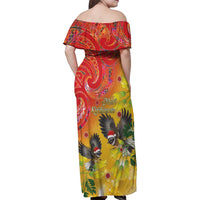 New Zealand Piwakawaka Christmas Family Matching Off Shoulder Maxi Dress and Hawaiian Shirt With Maori Pattern LT05 - Polynesian Pride