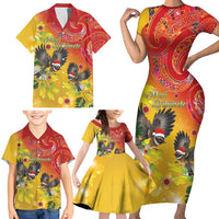 New Zealand Piwakawaka Christmas Family Matching Short Sleeve Bodycon Dress and Hawaiian Shirt With Maori Pattern LT05 - Polynesian Pride