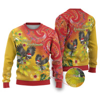 New Zealand Piwakawaka Christmas Ugly Christmas Sweater With Maori Pattern LT05 Yellow - Polynesian Pride