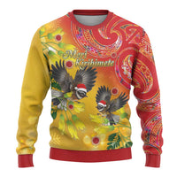 New Zealand Piwakawaka Christmas Ugly Christmas Sweater With Maori Pattern LT05 - Polynesian Pride