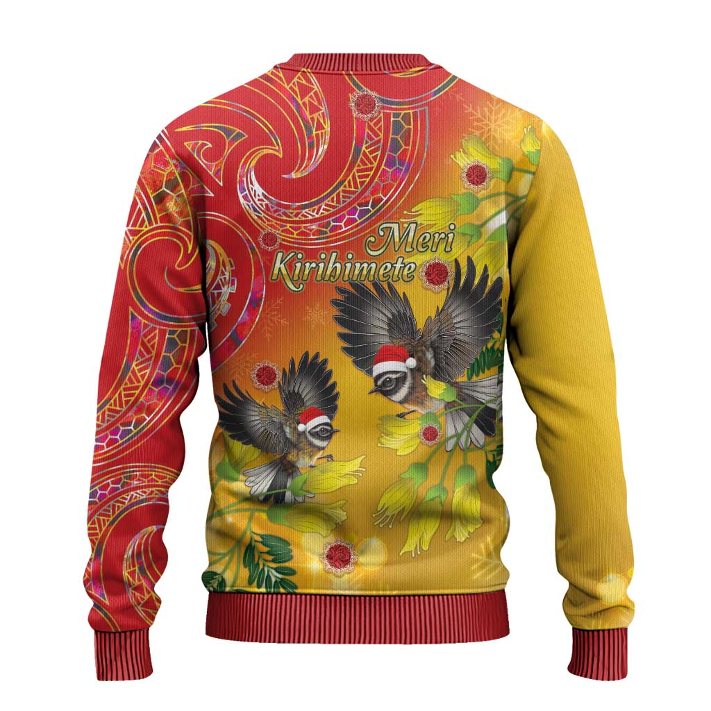 New Zealand Piwakawaka Christmas Ugly Christmas Sweater With Maori Pattern LT05 - Polynesian Pride