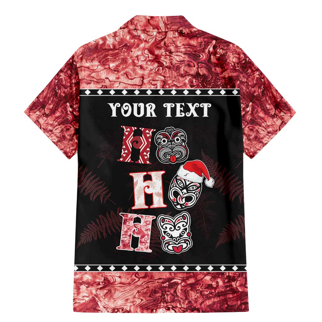 Personalised New Zealand Tiki Christmas Family Matching Mermaid Dress and Hawaiian Shirt Ho Ho Ho Paua Shell Glitter Red LT05 - Polynesian Pride