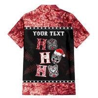 Personalised New Zealand Tiki Christmas Family Matching Mermaid Dress and Hawaiian Shirt Ho Ho Ho Paua Shell Glitter Red LT05 - Polynesian Pride