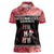 Personalised New Zealand Tiki Christmas Women Polo Shirt Ho Ho Ho Paua Shell Glitter Red