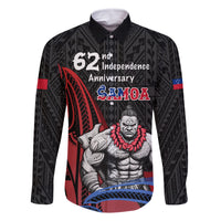 Samoa Independence Day Family Matching Off Shoulder Maxi Dress and Hawaiian Shirt Samoan Warriors Ula Fala LT05 Dad's Shirt - Long Sleeve Black - Polynesian Pride