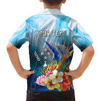 Personalised Kosrae Constitution Day Family Matching Puletasi Dress and Hawaiian Shirt Humpback Whale Tropical Flowers LT05 - Polynesian Pride