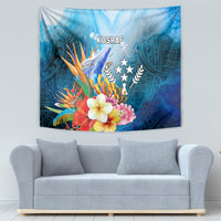 Kosrae Constitution Day Tapestry Humpback Whale Tropical Flowers LT05 - Polynesian Pride