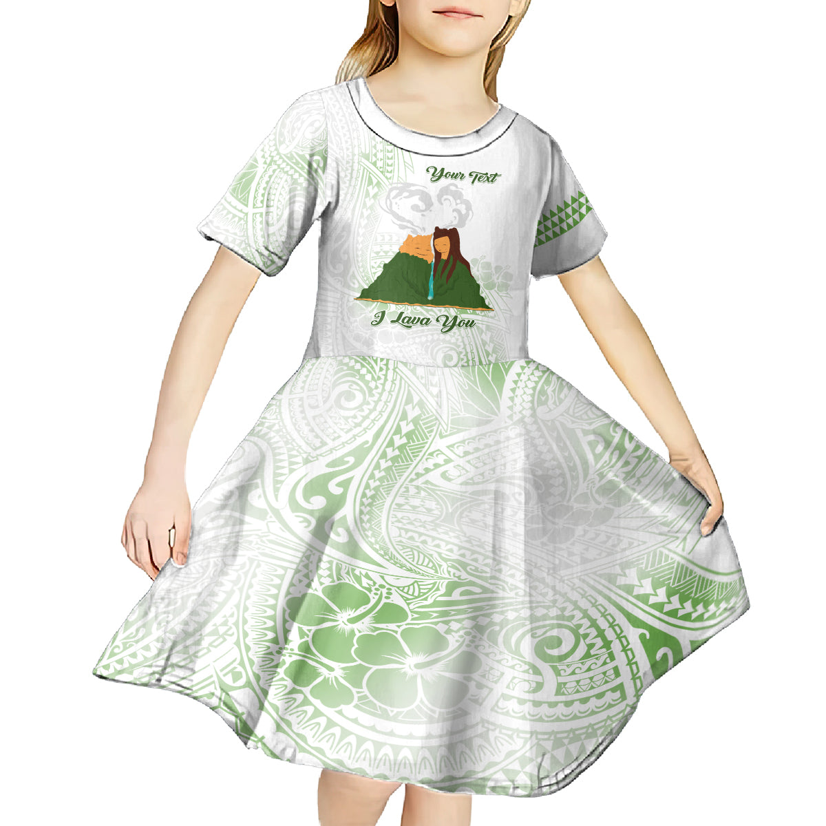 Personalised I LAVA YOU Volcano Valentine Kid Short Sleeve Dress Polynesian Tribal Pattern LT05 - Polynesian Pride