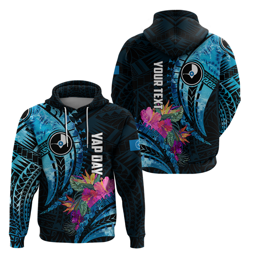 Personalised FSM Yap State Day Hoodie Tropical Flowers Tribal Pattern LT05 - Polynesian Pride