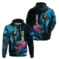 Personalised FSM Yap State Day Hoodie Tropical Flowers Tribal Pattern LT05 - Polynesian Pride