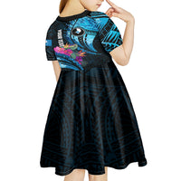 Personalised FSM Yap State Day Kid Short Sleeve Dress Tropical Flowers Tribal Pattern LT05 - Polynesian Pride