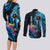 Personalised FSM Chuuk State Couples Matching Long Sleeve Bodycon Dress and Long Sleeve Button Shirt Tropical Flowers Tribal Pattern LT05 - Polynesian Pride