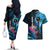 Personalised FSM Chuuk State Couples Matching Off The Shoulder Long Sleeve Dress and Hawaiian Shirt Tropical Flowers Tribal Pattern LT05 - Polynesian Pride