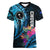 Personalised FSM Chuuk State Women V Neck T Shirt Tropical Flowers Tribal Pattern LT05 Female Blue - Polynesian Pride