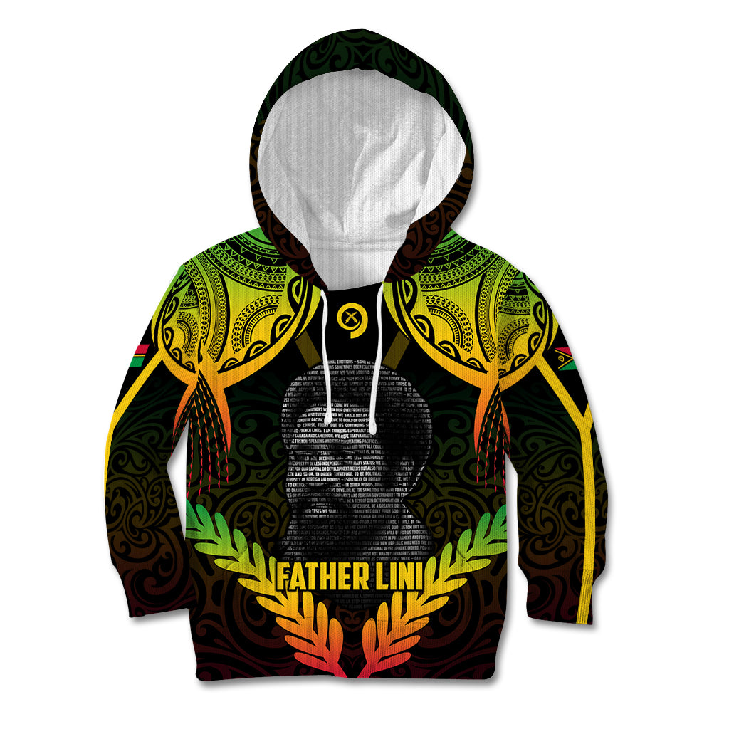 Personalised Vanuatu Father Lini Day Kid Hoodie Polynesian Tribal Pattern LT05 Hoodie Black - Polynesian Pride