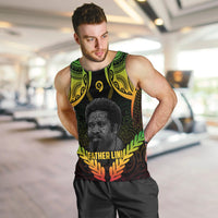 Personalised Vanuatu Father Lini Day Men Tank Top Polynesian Tribal Pattern LT05 Black - Polynesian Pride