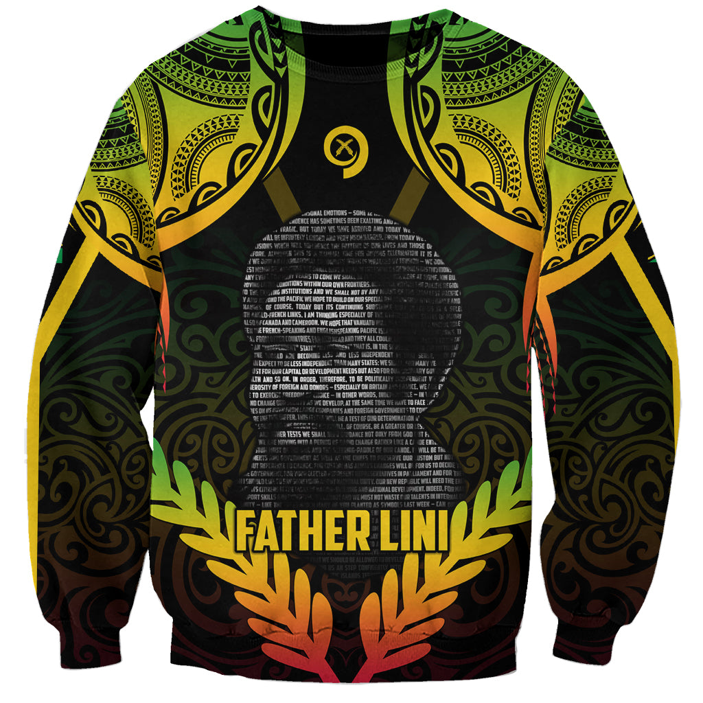 Personalised Vanuatu Father Lini Day Sweatshirt Polynesian Tribal Pattern LT05 Unisex Black - Polynesian Pride