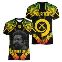 Personalised Vanuatu Father Lini Day Women V Neck T Shirt Polynesian Tribal Pattern LT05 - Polynesian Pride