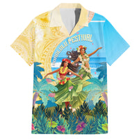 Personalised Hawaii Honolulu Festival Family Matching Long Sleeve Bodycon Dress and Hawaiian Shirt Hula Girls Tropical Vibe LT05 Dad's Shirt - Short Sleeve Blue - Polynesian Pride