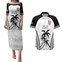 Custom Fiji Tapa Football Couples Matching Puletasi and Hawaiian Shirt Sporty Style LT05 White - Polynesian Pride