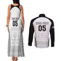 Custom Fiji Tapa Football Couples Matching Tank Maxi Dress and Long Sleeve Button Shirt Sporty Style LT05 - Polynesian Pride