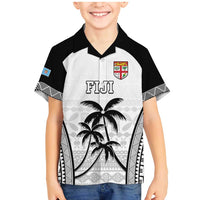 Custom Fiji Tapa Football Family Matching Mermaid Dress and Hawaiian Shirt Sporty Style LT05 Son's Shirt White - Polynesian Pride