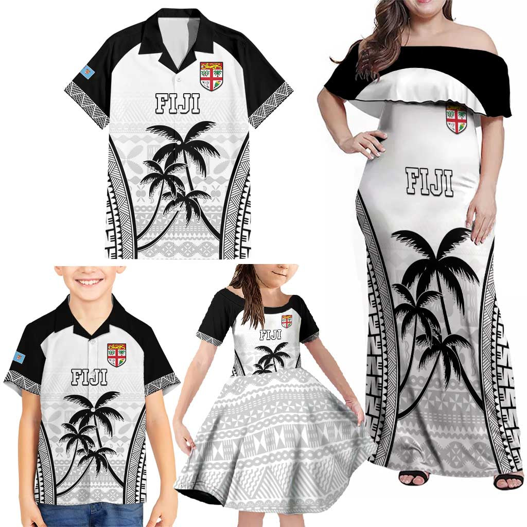 Custom Fiji Tapa Football Family Matching Off Shoulder Maxi Dress and Hawaiian Shirt Sporty Style LT05 - Polynesian Pride