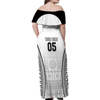 Custom Fiji Tapa Football Family Matching Off Shoulder Maxi Dress and Hawaiian Shirt Sporty Style LT05 - Polynesian Pride