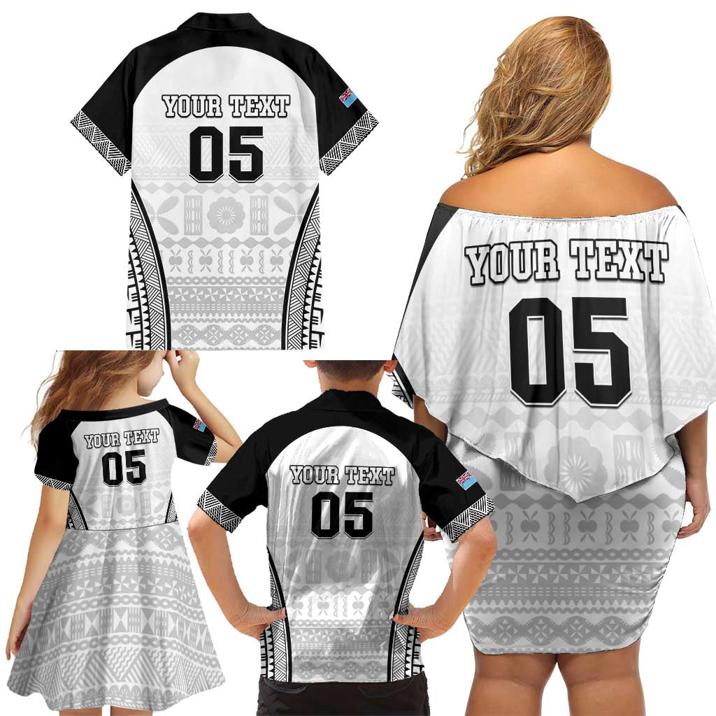 Custom Fiji Tapa Football Family Matching Off Shoulder Short Dress and Hawaiian Shirt Sporty Style LT05 - Polynesian Pride