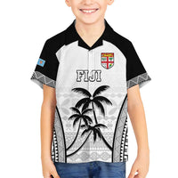 Custom Fiji Tapa Football Family Matching Puletasi and Hawaiian Shirt Sporty Style LT05 Son's Shirt White - Polynesian Pride